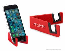 Suporte para celular confeccionado em ABS e TPR, combinando resistência e flexibilidade para maior durabilidade. Possui design compacto e funcional, facilitando o transporte e o armazenamento. Ideal para apoiar o aparelho com estabilidade, é uma excelente opção de brinde corporativo moderno e prático.