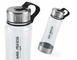 Squeeze de plástico com detalhe em aço inox 600 ml