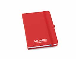Caderno em couro sintético, com porta esferográfica e 80 folhas não pautadas