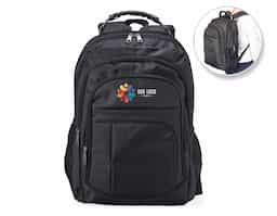 Mochila de nylon com capacidade de 30 litros, composta por quatro compartimentos, incluindo bolso interno acolchoado para notebook de até 15,6". Possui bolsos laterais em malha, duas alças de mão e parte traseira com revestimento espumado para maior conforto. 