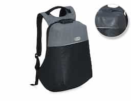 Mochila anti-furto para notebook com cadeado de segredo. Material poliéster com detalhes em nylon. 45,5x33,5x19