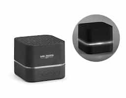 Caixa de som ABS acabamento emborrachado luz LED no seu interior transmissão por bluetooth. personalizável com logotipo iluminado. autonomia 2h. bateria 300mAh. inclui cabo USB -micro USB para carregamento