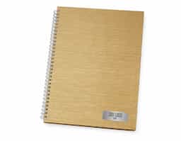 Caderno de negócios grande com pintura metalizada e wire-o prata. Miolo permanente e folhas para preenchimento de dados pessoais, comerciais e contatos 100 folhas brancas com pauta