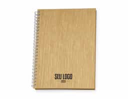 Caderno de negócios pequeno com pintura metalizada e wire-o prata. Miolo permanente e folhas para preenchimento de dados pessoais e comerciais.100 folhas pautadas