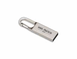 Pen drive metal fosco com mosquetão. Capacidade de 4GB																									