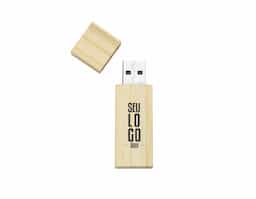 Conjunto estojo e pen drive bambu disponível nas capacidades de 8GB, 16GB  Estojo com tampa imantada e berço de espuma.