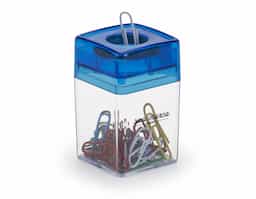 Porta-clips magnético em plástico, acompanha clips coloridos.