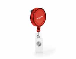 Porta crachá com clipe metálico com mecanismo extensível até aos 900 mm. Com presilha transparente e botão para adicionar bolsa porta-cartões.