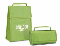Bolsa térmica dobrável em non-woven (80 g/m²) com fecho em velcro e com capacidade até 3 L. Food grade. Bolsa fornecida desdobrada. Dobrada: 170 x 95 x 40 mm | Aberta: 170 x 265 x 110 mm