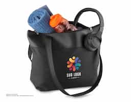 Bolsa em nylon 420 e detalhes em couro sintético preto com alça de ombro.