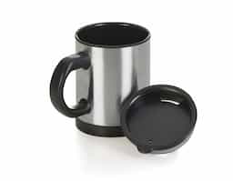 Caneca mixer 400ml em inox, possui detalhes preto em plástico resistente (inclusive a parte interna).Tampa rosqueável com uma abertura para poder ingerir o líquido, parte inferior está o compartimento onde é colocado as pilhas 2 AAA (não acompanha), basta rosquear. Para funcionamento basta apertar o botão "STIR" no cabo da caneca e a válvula interna irá começar a girar.