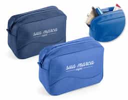 Bolsa multiusos em microfibra com zíper.