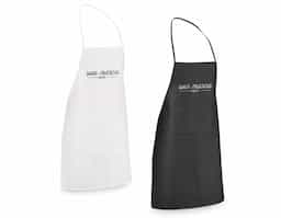 Avental em non-woven (80 g/m²) com 1 bolso frontal e fitas de ajuste
