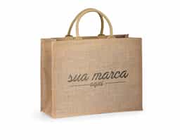 Sacola de compras em juta (360 g/m²) com laminado no interior e com alças curtas acolchoadas