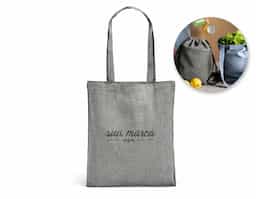 Sacola em algodão reciclado (140 g/m²) com alças de 65 cm