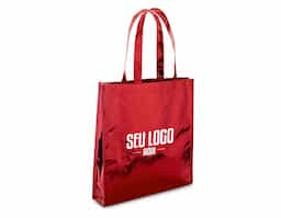 Sacola em non-woven laminado (90 g/m²) com alças de 50 cm e com laminação brilhante. 340 x 350 mm