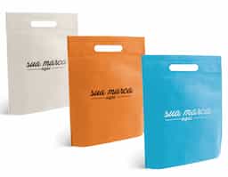 Sacola produzida em material non-woven com gramatura de 80 g/m², unida por processo de termo-selagem. Possui dimensões de 250 x 350 x 80mm, sendo leve e adequada para usos variados.