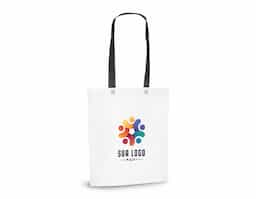 Sacola em non-woven (80 g/m²) termo-selado com alças de 55 cm. 330 x 390 x 80 mm