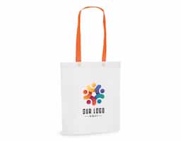 Sacola em non-woven (80 g/m²) termo-selado com alças de 55 cm. 330 x 390 x 80 mm