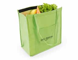 Sacola térmica em non-woven (80 g/m²) com fechamento em velcro e bolso frontal. Capacidade até 10 litros. 320 x 350 x 170 mm