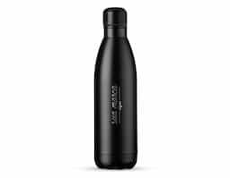Garrafa térmica de inox com acabamento fosco, capacidade de 750ml. Contém tampa de vedação rosqueável com detalhe externo em relevo