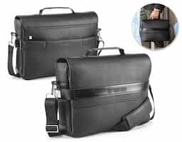 A EMPIRE I é uma pasta executiva moderna com toque de sofisticação, em polipele texturado de elevada qualidade. Possui um compartimento principal com 2 bolsos almofadados, que permitem guardar seu notebook até 14'' e seu tablet até 10.5