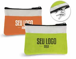 Bolsa para moedas pequena multiusos em 600D com fecho de correr e chaveiro no interior