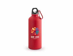 Squeeze em alumínio com acabamento mate e mosquetão para facilitar o transporte. Capacidade até 550 ml.