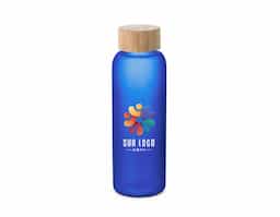 Squeeze em vidro borossilicato fosco com tampa em bambu. Capacidade até 500 mL. Certificação EU Food Grade. 