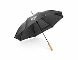 Guarda-chuva em rPET pongee com abertura automática, haste e estrutura em metal. Pega em madeira