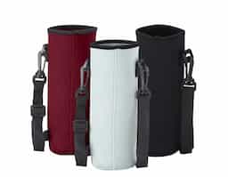  Porta copo ou garrafa esportiva em neoprene isotérmico, acompanha alça de nylon regulável.
