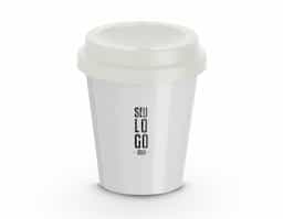 Copo plástico com capacidade de 350ml, tampa com bocal.