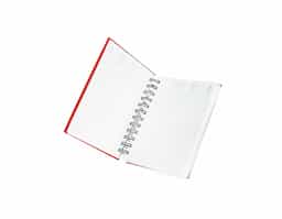 Agenda 2026 com capa emborrachada e encadernação em Wire-O metálico. Conta com páginas dedicadas para dados pessoais, calendários de 2025 a 2027, orçamento pessoal, planejamento mensal, espaço para anotações diárias e lista de contatos e aniversários.