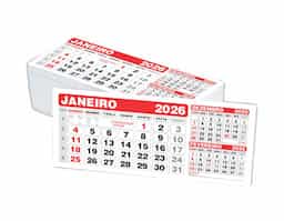 Calendário de mesa grande em PVC, com refil 2027 incluso. Ideal para mesas de escritório, oferece praticidade, organização e ótima apresentação.