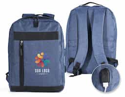 Mochila de nylon 21 litros com dois compartimentos, sendo o principal com bolso para notebook 156. Com divisórias internas para acessórios, a mochila possui bolso lateral, suporte externo usb e alça para encaixe em malas de viagem. 40x30x18