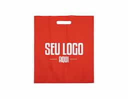 Sacola confeccionada em PVC sem alça.