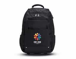 Mochila 27 litros com rodinhas e cadeado TSA. Possui padrão para bagagem de mão, conforme especificações ANAC (Agência Nacional de Aviação Civil) Confeccionada em nylon, contém alça revestida com espuma para um maior conforto, puxador retrátil com regulagem e botão acionador, alças para as costas escondidas no compartimento traseiro com zíper
