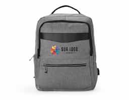 Mochila de nylon 22 Litros com detalhes em couro sintético e três compartimentos, sendo o principal com bolso para notebook 15,6. Mochila possui bolso lateral e suporte externo usb.