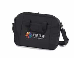 Pasta para notebook 14 polegadas em poliéster, possui dois bolsos com zíper, três compartimentos internos sendo um deles com alça protetora para o notebook.