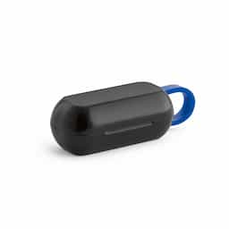 Fone de ouvido wireless stereo em ABS com transmissão sem fios BT v5.0 e autonomia aproximada de 3 horas. O estojo de carregamento, com uma bateria 250 mAh, é também em ABS e contém uma presilha em silicone que permite transportar e carregar os fones de forma fácil e cómoda. Produto com cabo de carregamento micro USB incluso. Fornecido em caixa de presente. 77 x 36 x 30 mm