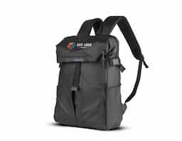 Mochila para Notebook em PU com alças de mão e de ombro acolchoadas, garantindo conforto no uso. Possui engate traseiro para fixação em malas de viagem, além de bolsos frontal e lateral para armazenamento de itens menores. O compartimento interno é adequado para notebooks de até 15,6 polegadas, proporcionando segurança e organização.
