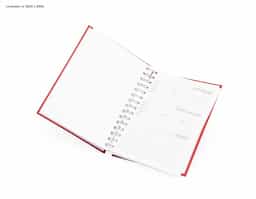Agenda diária 2026 com capa dura em prime, bolso plástico interno e encadernação Wire-O. Contém páginas dedicadas dados pessoais, calendários de 2025 até 2027, lista de contatos, planejamento diário e mapas