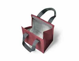 Bolsa térmica em 300D de alta densidade com pegas em webbing. Contém 1 compartimento principal com fecho aderente. Capacidade até 2.5 L. 170 x 220 x 130 mm