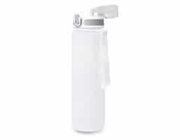 Squeeze plástico com capacidade de 1 Litro, possui tampa rosqueável com botão de acionamento, trava de segurança e alça para transporte.