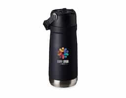 Garrafa térmica de inox com parede dupla e capacidade de 550ml. Tampa com alça para transporte, bico flip e canudo interno. Ideal para manter sua bebida na temperatura certa o dia todo.