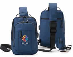 Mochila de ombro 7L em couro sintético, resistente à água, com 4 compartimentos, bolso para tablet, entrada USB e alça refletiva. Estilo casual e organização para o dia a dia!  