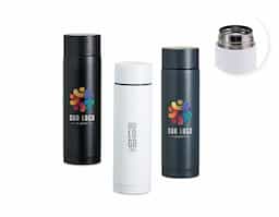 Garrafa Térmica em Inox 320ml Garrafa térmica compacta e elegante, fabricada em aço inoxidável 304 de alta qualidade, com capacidade de 320ml. Possui tampa rosqueável que garante vedação eficiente, ideal para manter suas bebidas quentes ou frias por mais tempo. Perfeita para uso diário, no escritório ou em viagens.