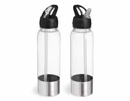 Squeeze com corpo leve e resistente em plástico e base metálica que garante durabilidade e um visual moderno. Possui tampa rosqueável, bico prático e acompanha canudo, facilitando a hidratação sem derramar. Versátil para o dia a dia e ideal para diversas atividades.