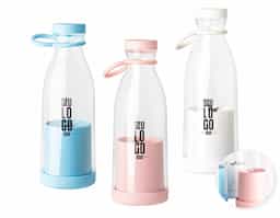 Liquidificador portátil sem fio com capacidade de 380ml, ideal para sucos e smoothies. Possui 6 lâminas de aço inoxidável que trituram frutas, vegetais e gelo. Fácil de usar com um botão e copo removível para limpeza. Acompanha cabo USB. Não ultrapassar 300ml de ingredientes líquidos/sólidos.