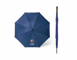 Guarda-chuva produzido em poliéster 190T, com estrutura durável que oferece boa resistência ao uso diário. Possui cabo com pega em madeira, conferindo um toque clássico ao design. Abertura manual, ideal para quem busca praticidade e estilo em dias chuvosos.